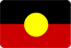 The image shows the Aboriginal flag, with a horizontal black stripe on top, a red stripe on the bottom, and a yellow circle in the center.